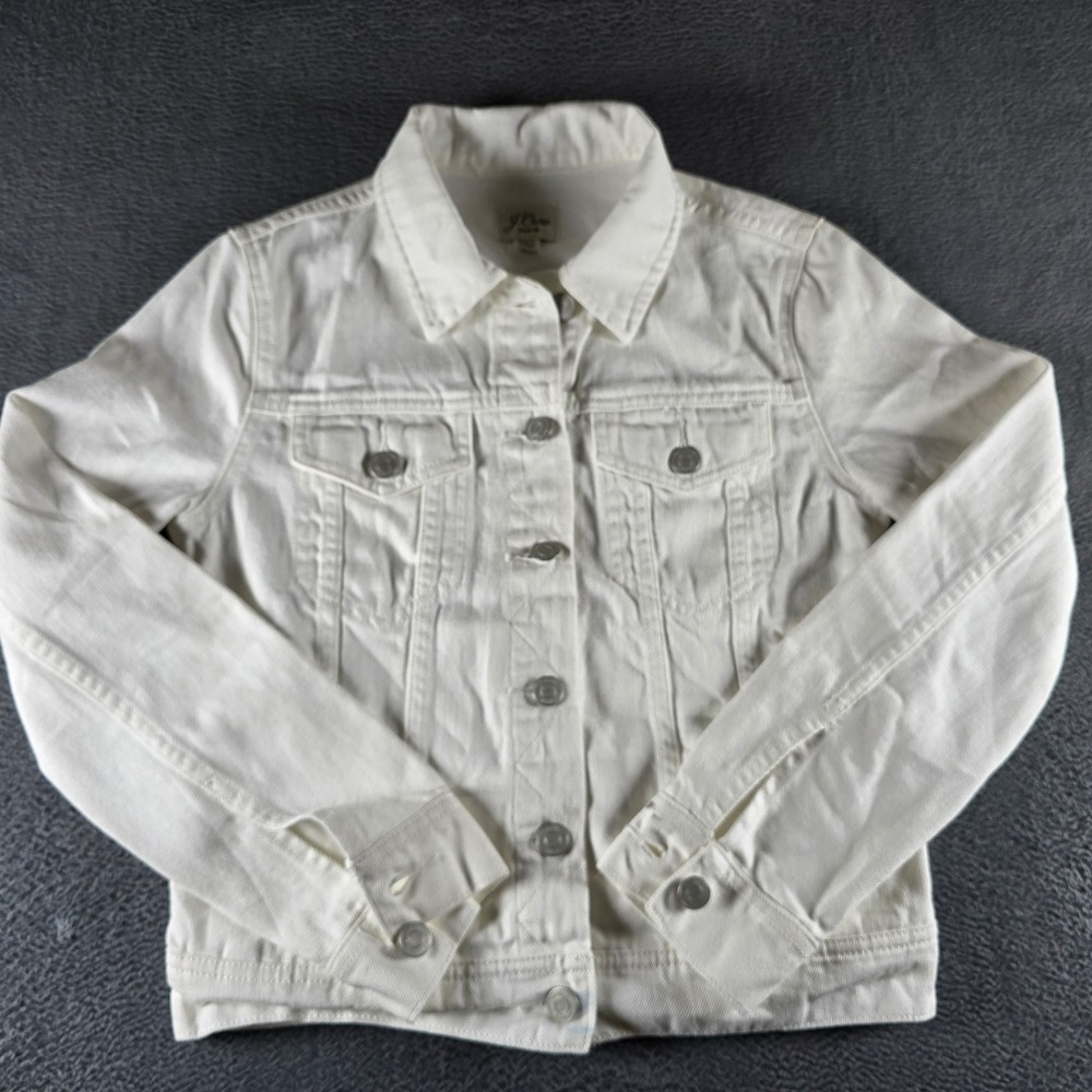 J.Crew Denim Jacket White Cotton Trucker XXS Small Marks Stains